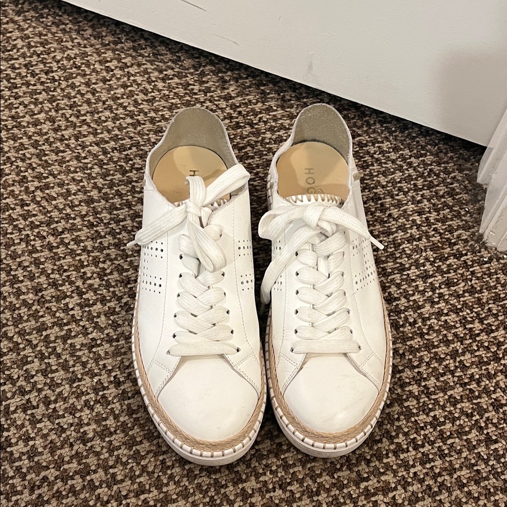 Hogan White Leather Lace-Up Sneakers